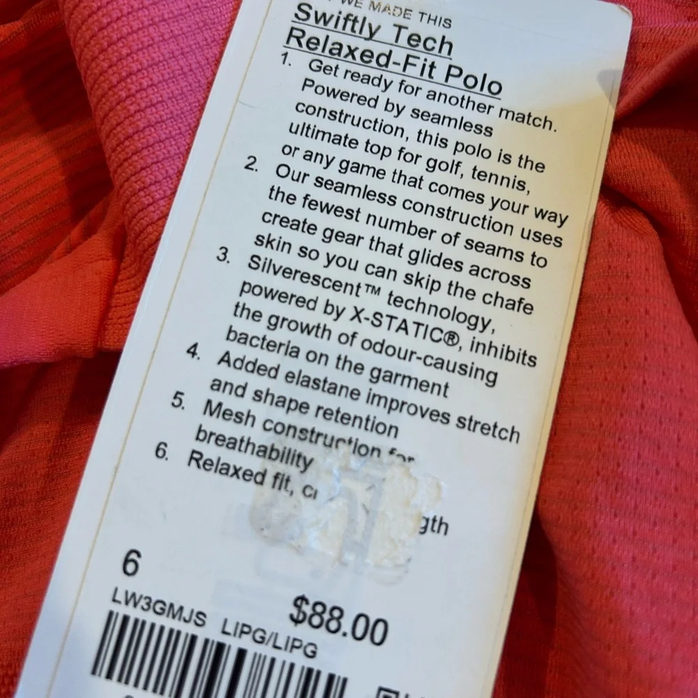 Lululemon Swiftly Tech Relaxed Fit Polo size 6 NEW - Picture 4 of 4